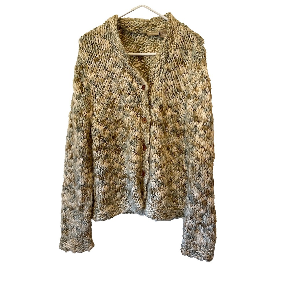 FieldGear Multicolored Chunky Knit Acrylic Wool Blend Cardigan Sweater Size XL